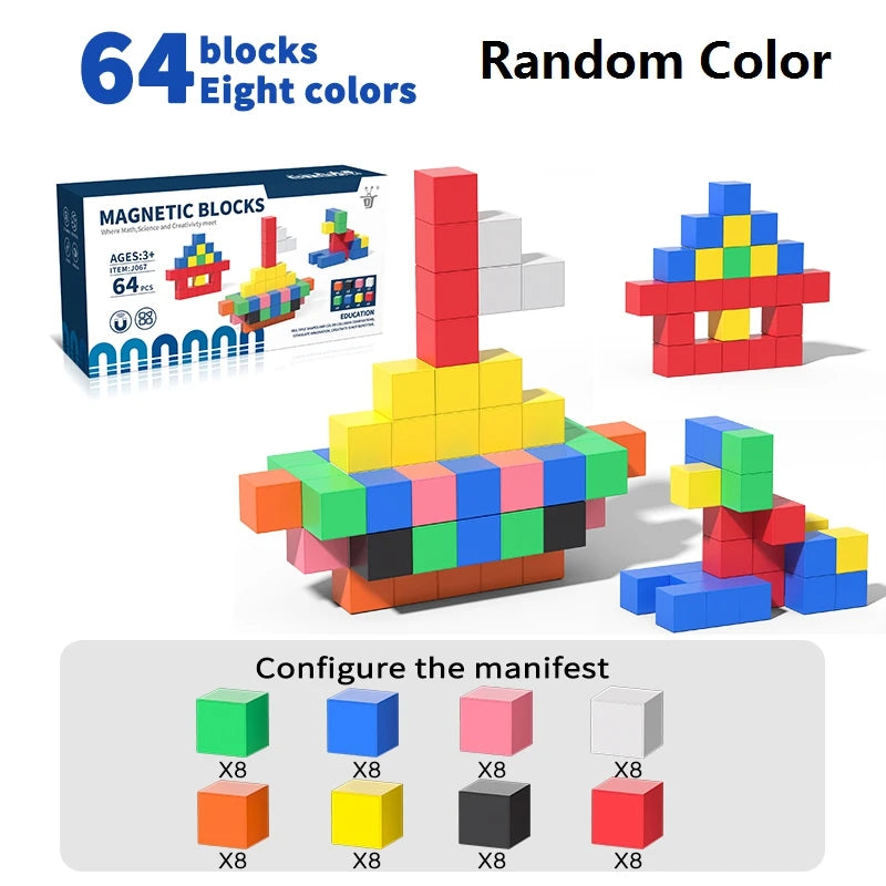 Magnetic Cubes Building Blocks Toys STEM Educational Construction Play Sensory Learning For Toddlers Kids Early Development