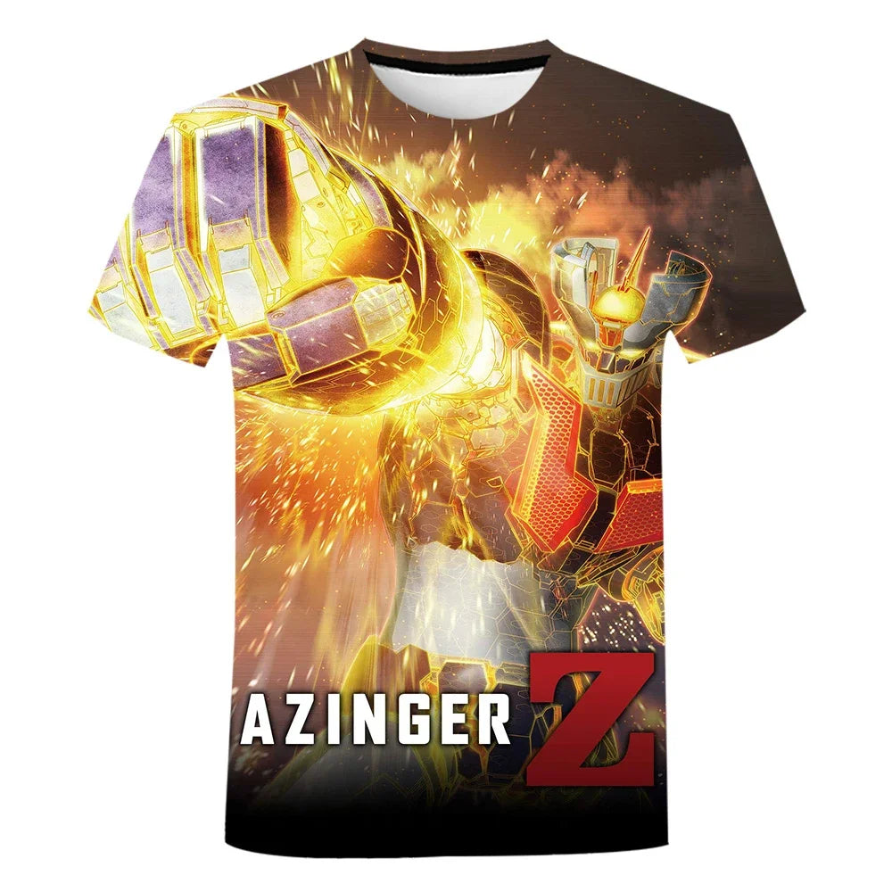 Mazinger Z 3D Print T-Shirts Anime Robot Streetwear Men Women Fashion Oversized Short Sleeve T Shirt Kids Tees Tops Man Clothing