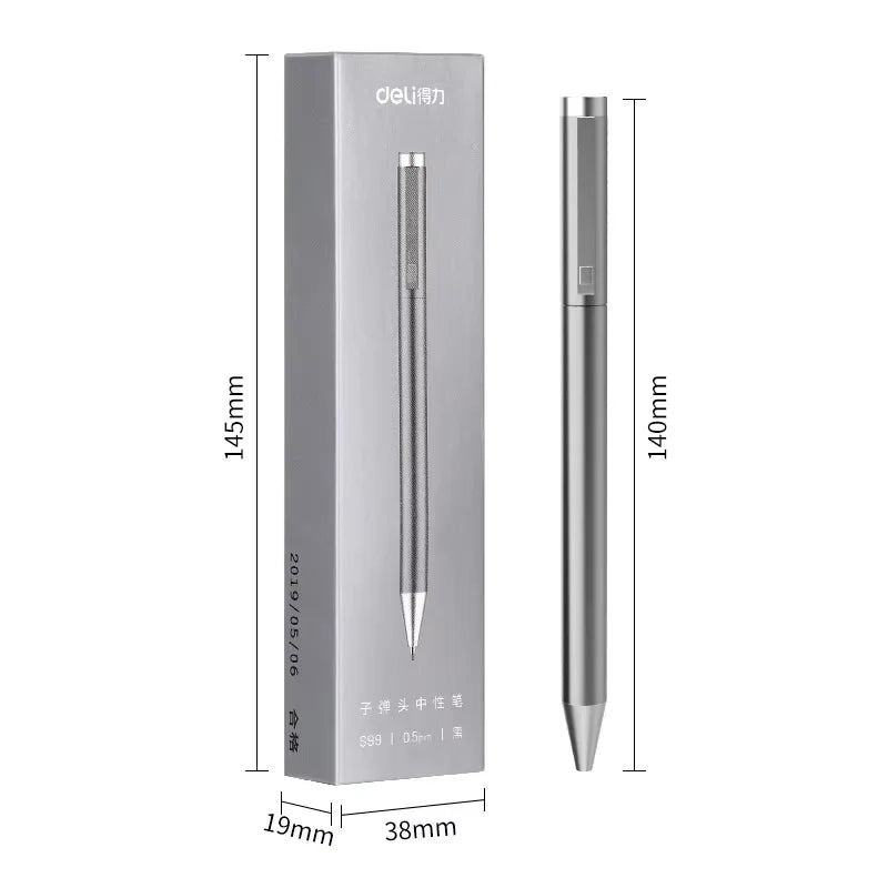 DELI Premium Metallic Signature Pens 0.5mm Gold Silver Gel Ink Smooth Writing Pens for Signing Certificates Awards Menus