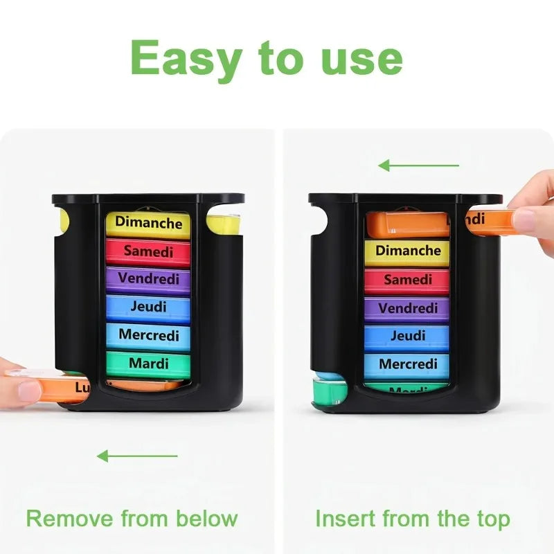 1pc Weekly Pill Organizer 7 Day, Stackable 4 Times A Day Compartments, Portable Travel Medicine Box, Health Care Storage