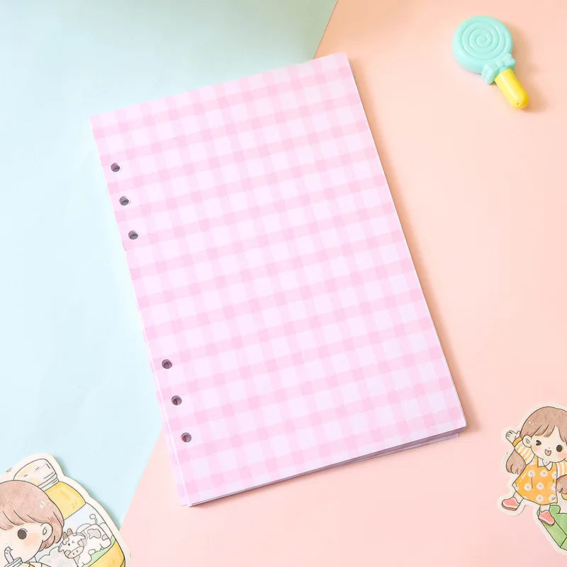 Cute Color Grid A5 A6 Loose Leaf Notebook Refill Spiral Binder Index Inner Page Item Paper Stationery