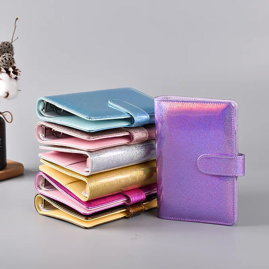A6/A5 Macaroon Glitter Color PU Leather DIY Binder Only Cover Diary Agenda Planner Paper Cover School Stationery