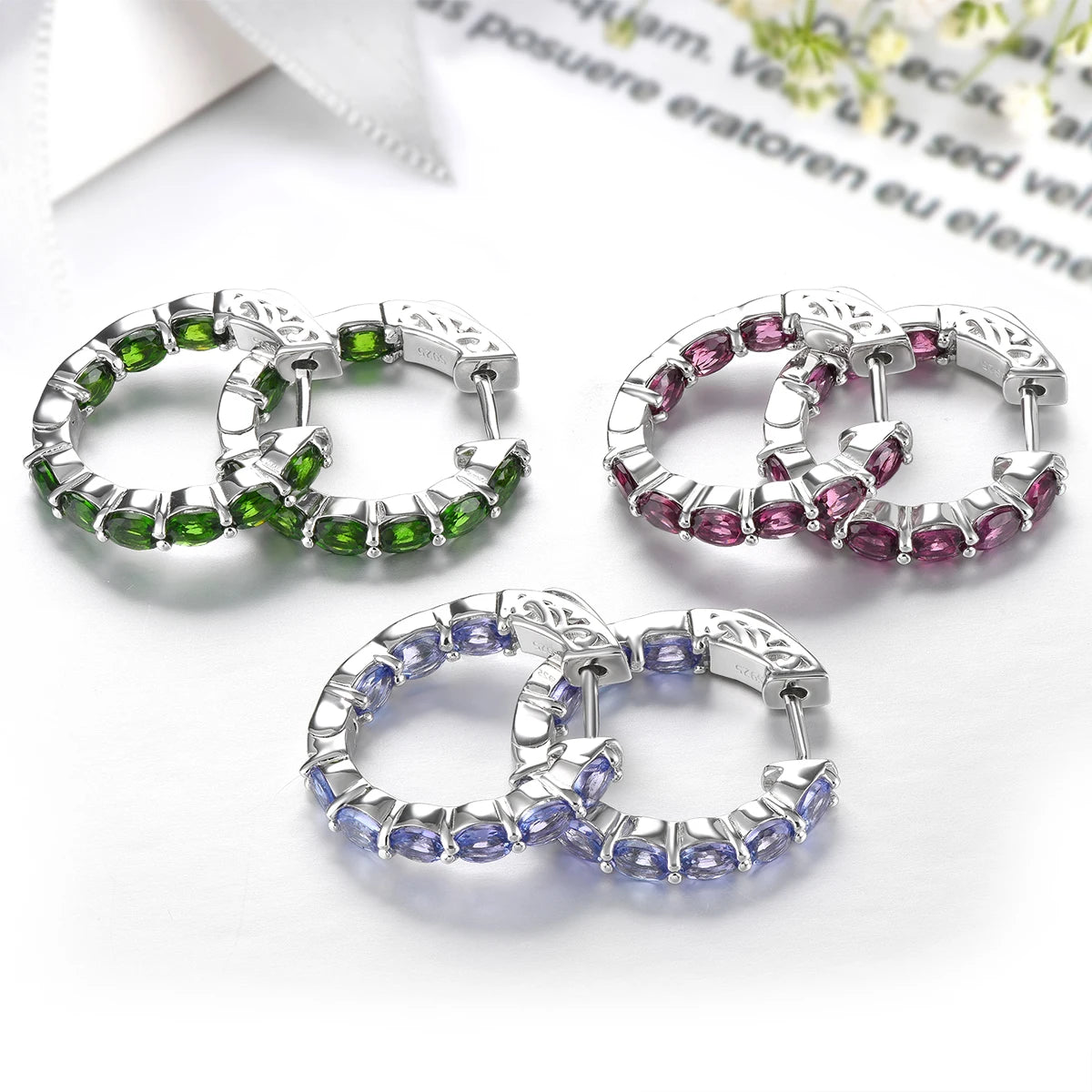 Natural Tanzanite Sterling Silver Hoop Earring 3.5 Carats Genuine Gemstone Classic Exquisite Fine Jewelrys S925 Jewelry Gifts