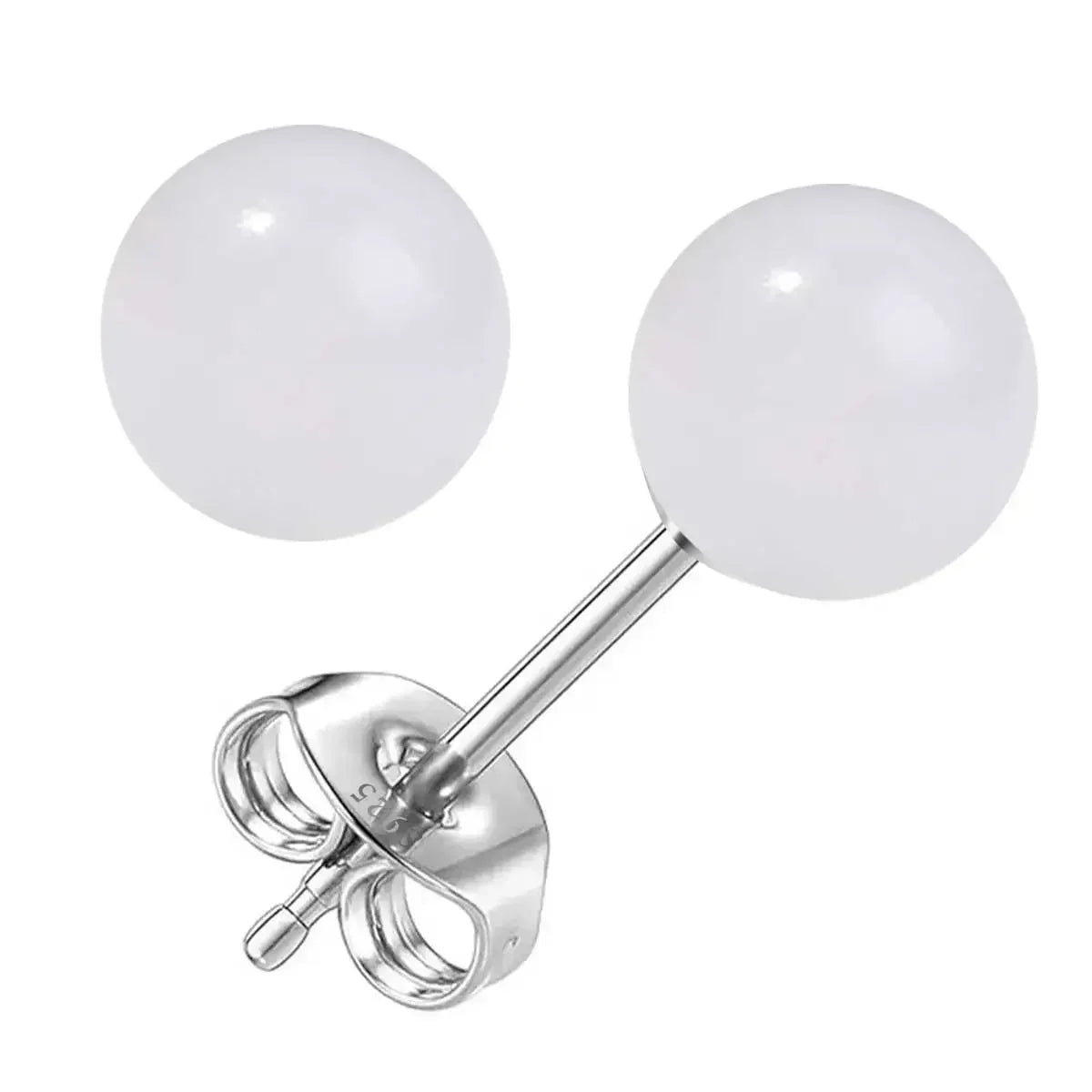 6mm Stone Beads Natural Stone Earrings Earring Stud 925 Sterling Silver Jewelry For Women Party Women's S925 Silver Earrings