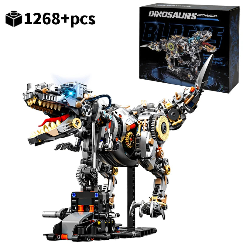 2025 NEW Dinosaur Building Blocks Mechanical T-Rex Model Educational DIY Desktop Decoration Toy Holiday Gift for Kids Adults