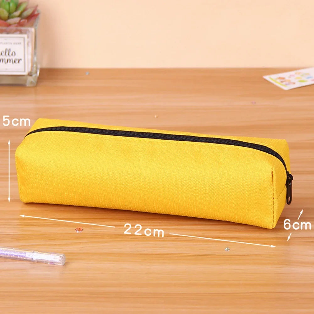 Solid Color Pencil Case Simple Pencil Bags For Student New Stationery School Supplies Kids Gift Zipper Big Cosmetic Bag