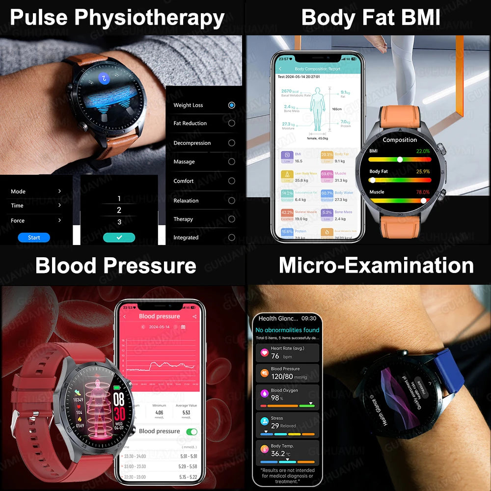 2026 NEW For Health Pulse Therapy Smart Watch ECG+PPG Blood Fats Uric Acid BT Call Sports CES Sleep Organ detection Health Watch