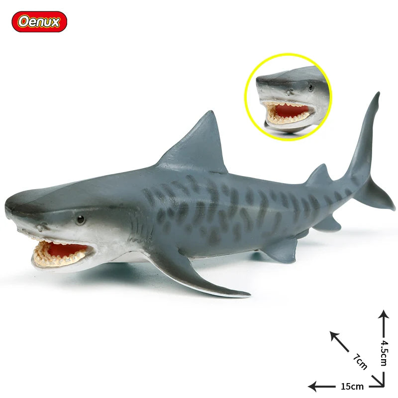 Oenux Ocean Animals Action Figures Sealife Shark Whare Megalodon Model Figurines PVC Home Decoration Kid Cognitive Education Toy