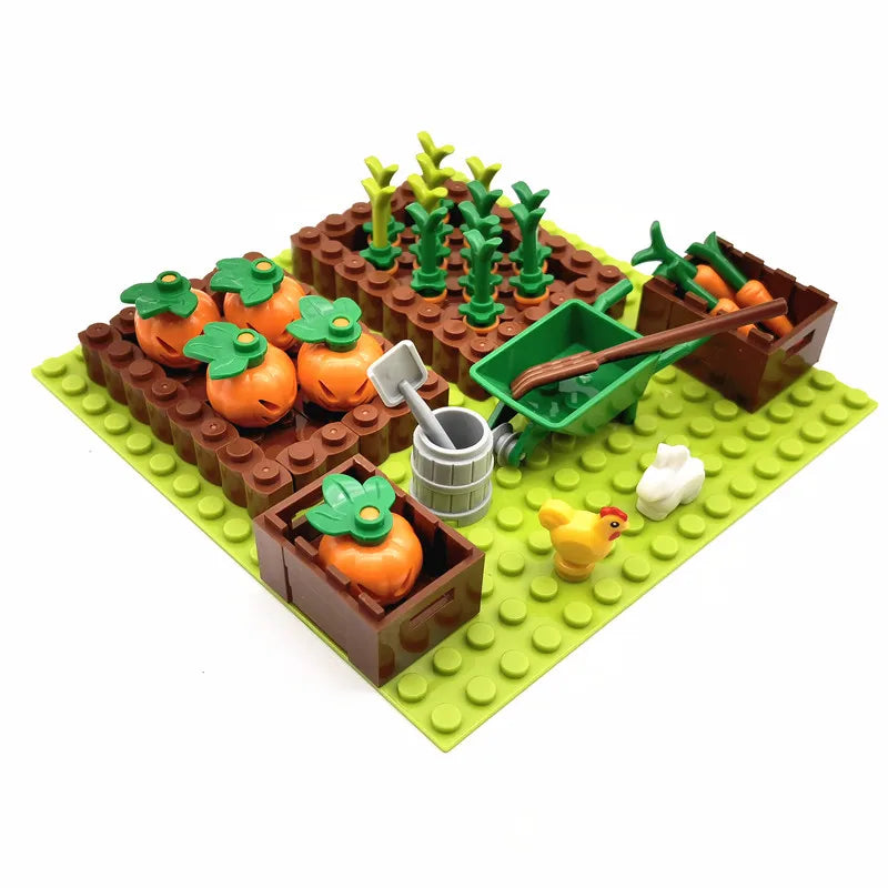 MOC Farm Animals Trees Plants Building Blocks for Kids Compatible Classic Bricks Juguetes Bloques Base Plate Toys for Children