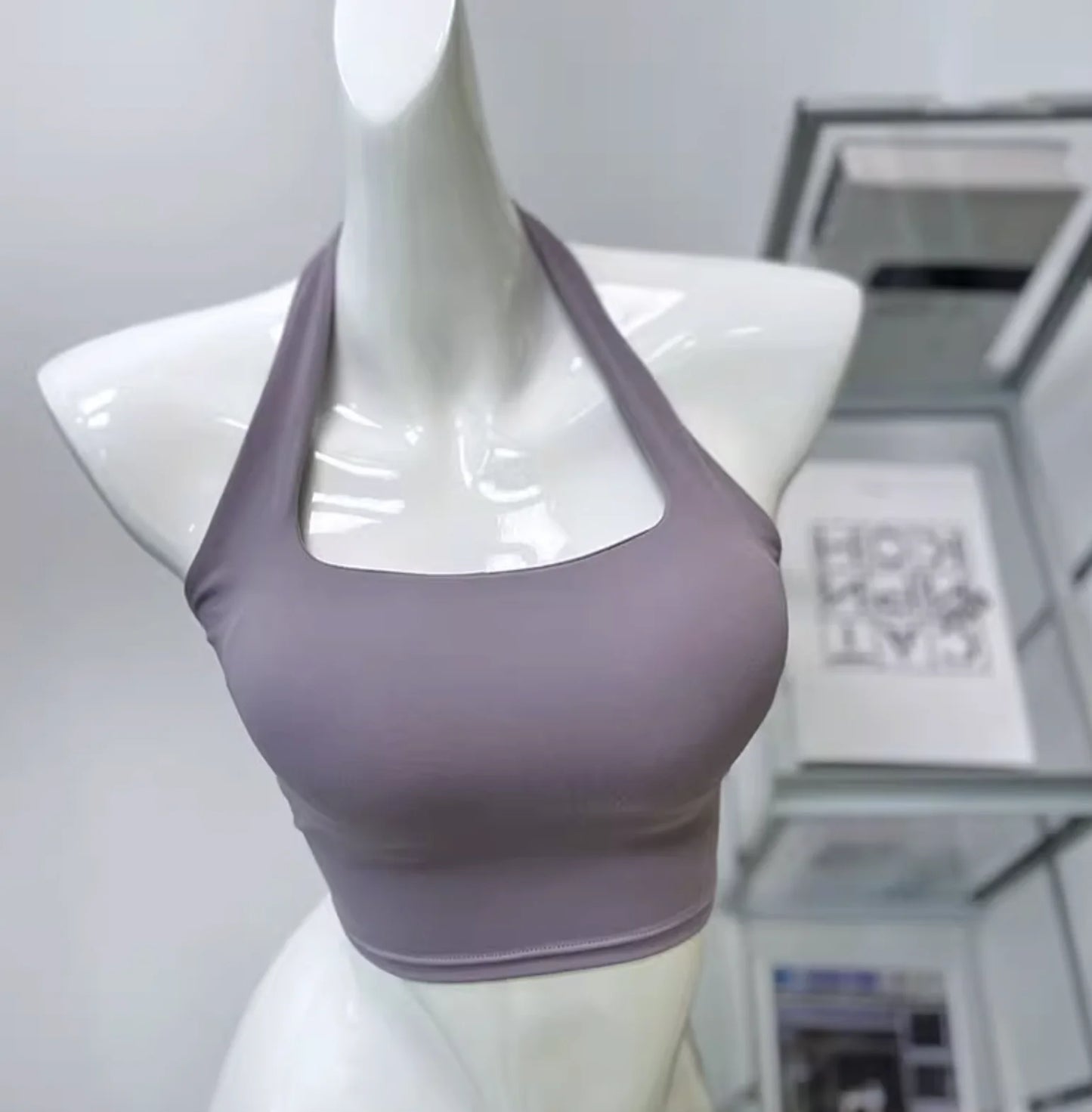 Summer New Sexy Hanging Neck with Chest Pads, Beautiful Back Sports Bra, Women's Light Luxury Fashion, Unique Pleated Sports Bra