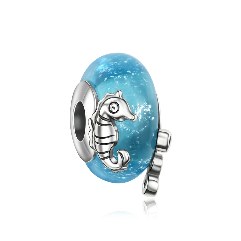 2025classic 925 Sterling Silver Colored Flower Leaf Cosmic Rainbow Murano Glass Charms Beads Fit DIY Bracelet Women Jewelry Gift