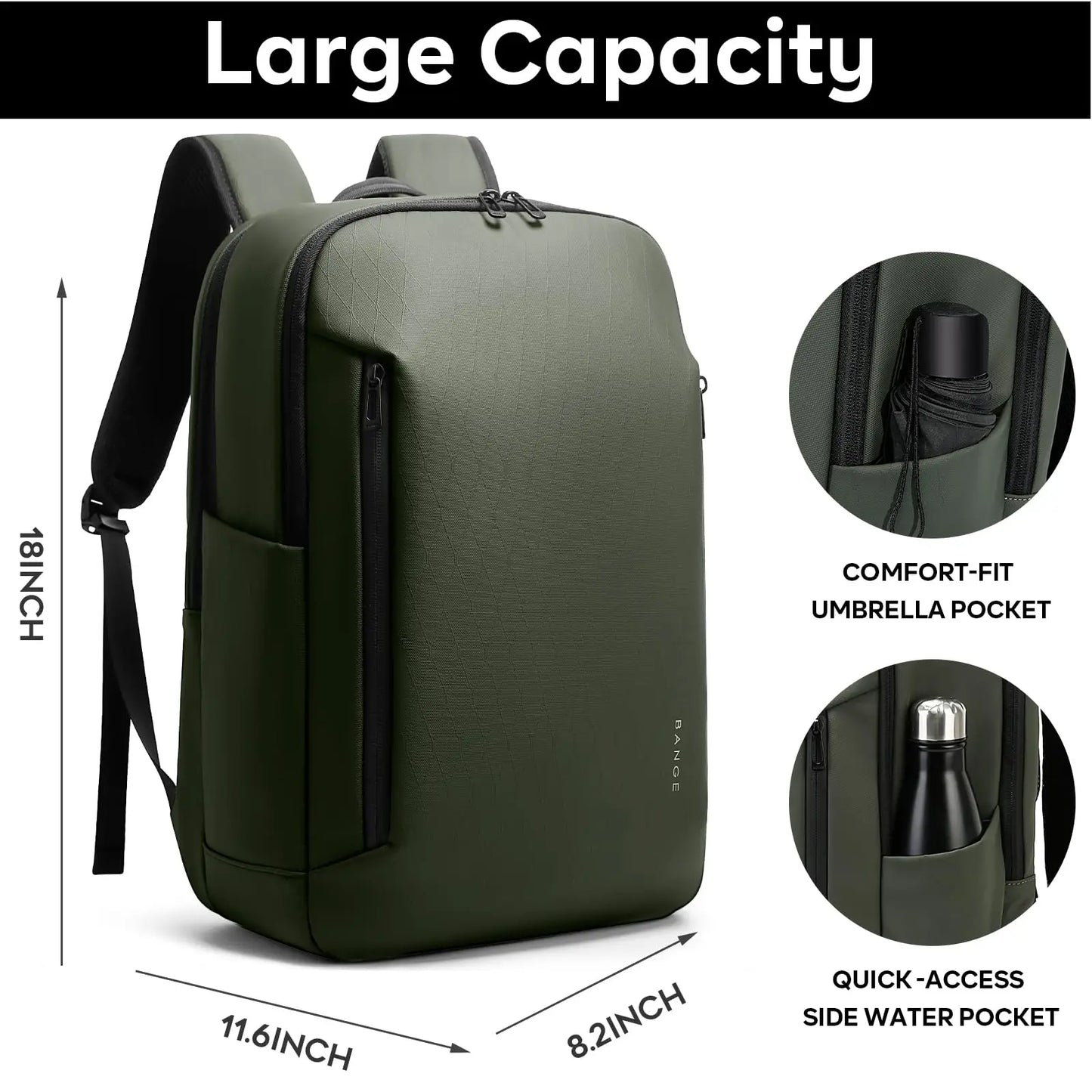 BANGE Carry On Lightweight Men's 15.6 inch Laptop Backpacks for Short Travel Business Trip Backpack Schoolbag with Side Pockets