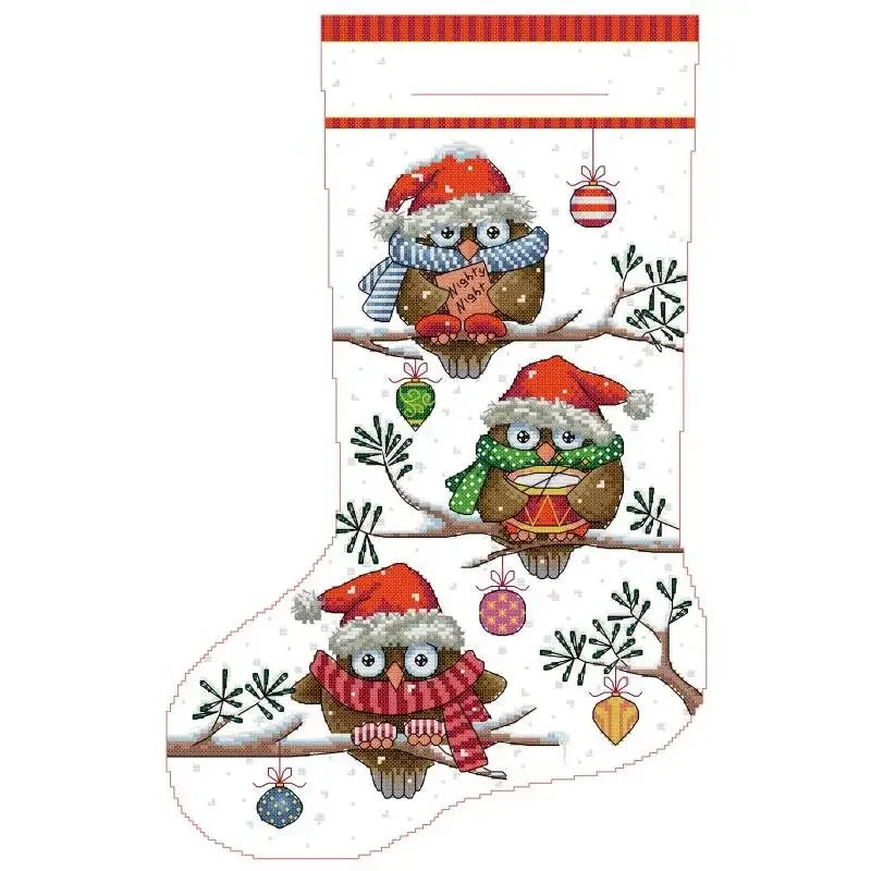 Christmas Stocking Series NKF Cartoon Pattern Cross Stitch Kit 14 16 11CT White Count Canvas Set DIY Embroidery Home Decor Gifts