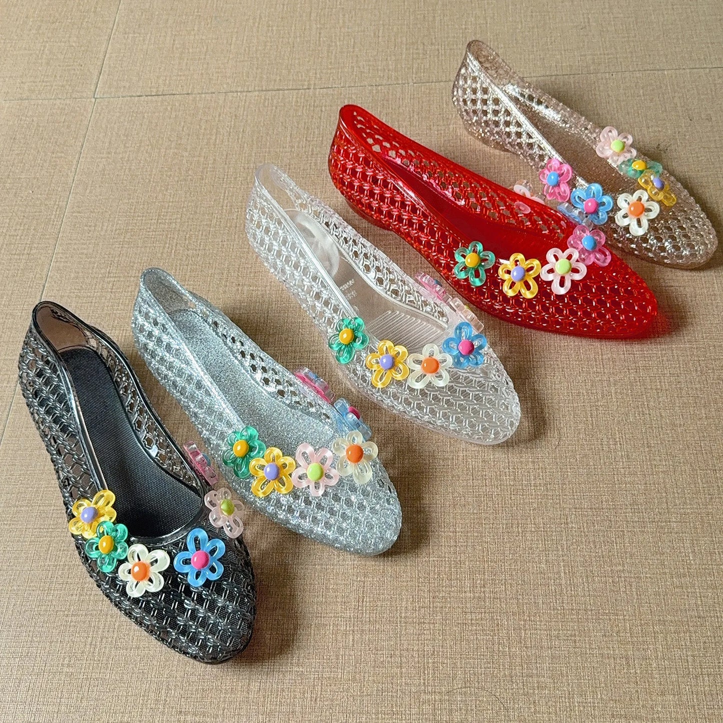 Summer Women Flat Korean Jelly Shoes Ins Outdoor Versatile Sweet Casual Clogs Outdoor Daily Commuter Travel Sandals