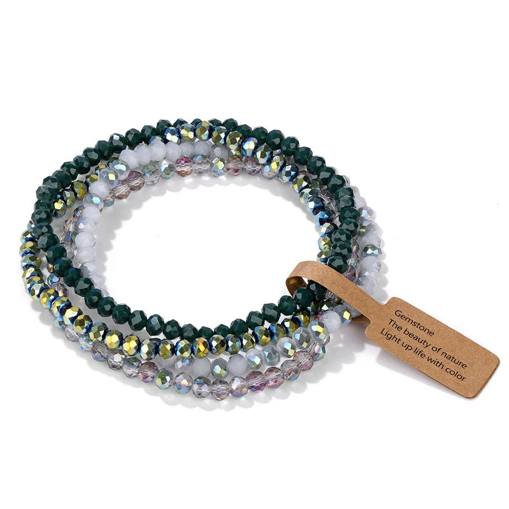 4Pcs/Set Crystal Bracelets For Women Girls Natural Stone Beads Bracelets Grey pink White blue series Crystal Fashion Jewelry