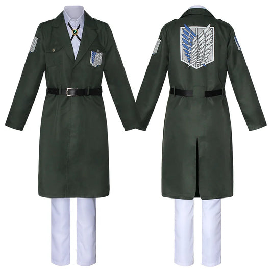 Anime AOT Cosplay Levi Costume Shingek No Kyojin Scouting Legion Soldier Coat Trench Jacket Uniform Halloween Outfits