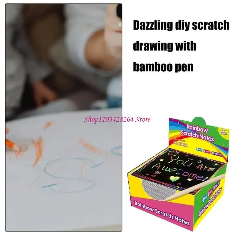 Scratch Notes, 100 Sheets with for Creative Expression Drawing Arts Scratch Notes Artwork for Kids Arts Craft