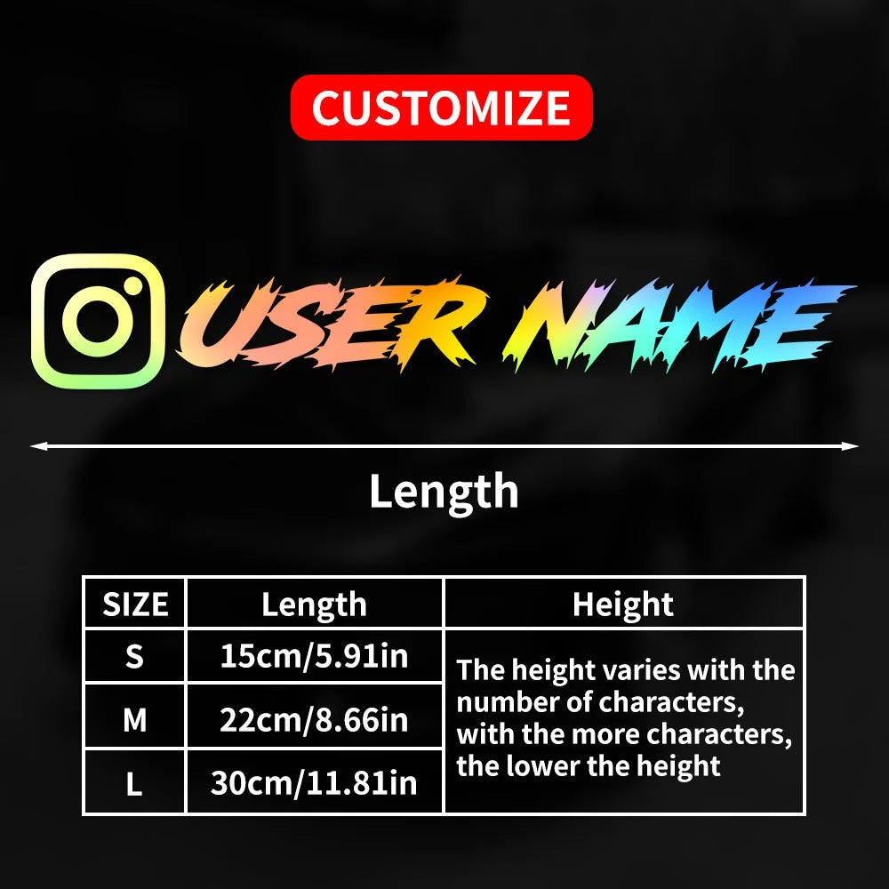1PC Custom Car Sticker Instagram Cool Fonts Waterproof DIY Vehicle Window Motorcycle Bicycle Scooter Helmet Durable Vinyl Decals