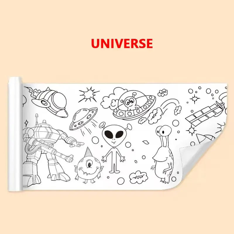 Children Drawing Roll DIY Sticky Color Filling Paper Coloring Paper Roll for Kids DIY Painting Drawing Early Educational Toys