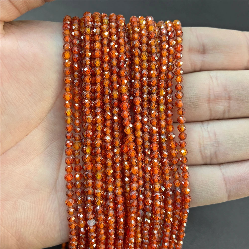 2mm 3mm 4mm Faceted Natural Stone Pink Rose Quartzs Crystal Beads Round Amethysts Loose Beads for DIY Jewelry Making Necklace
