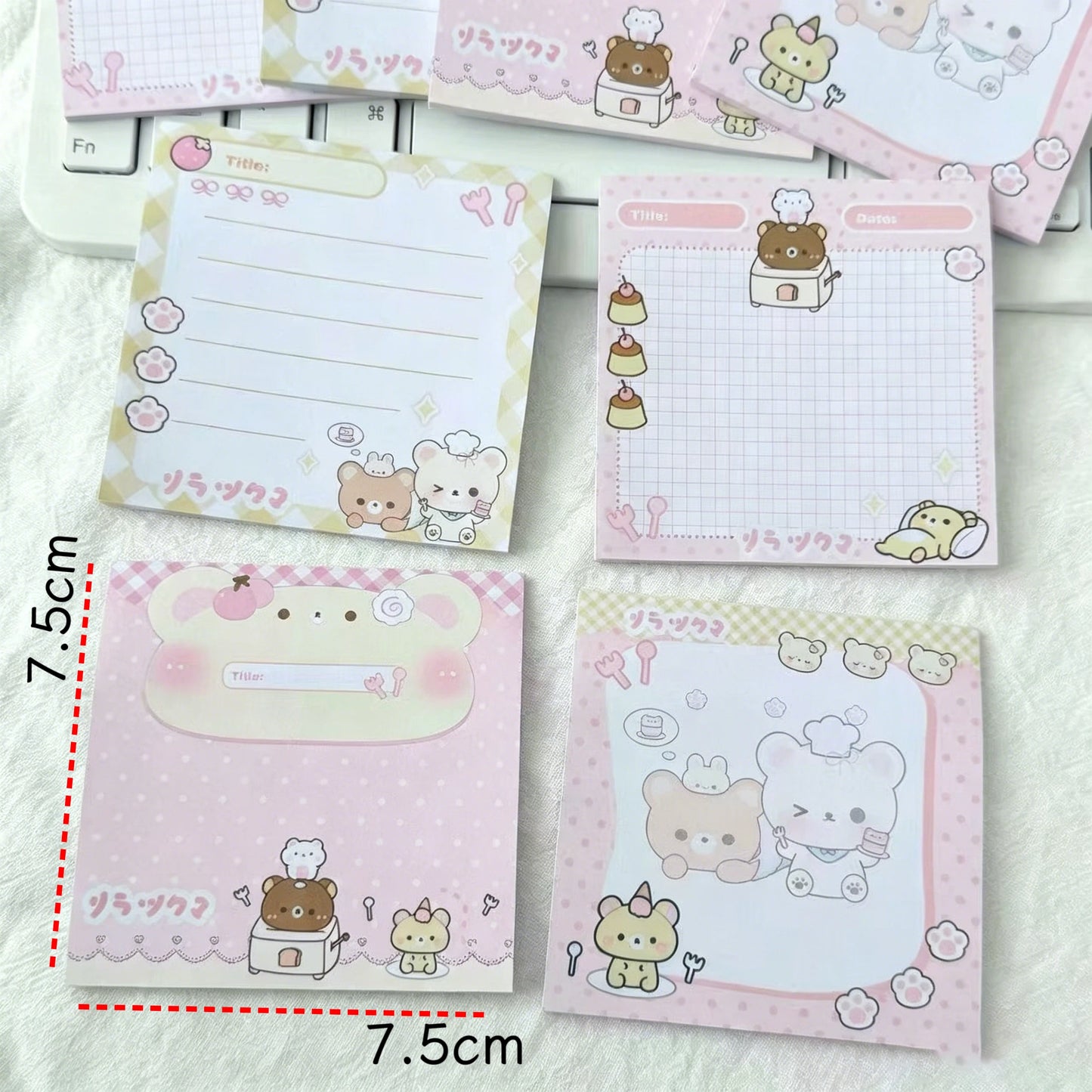 4PC Mix New Original Cartoon Dessert Bear Sticky Notes High-Looking Cute Hand Account Decorative Message Material Post-it Notes