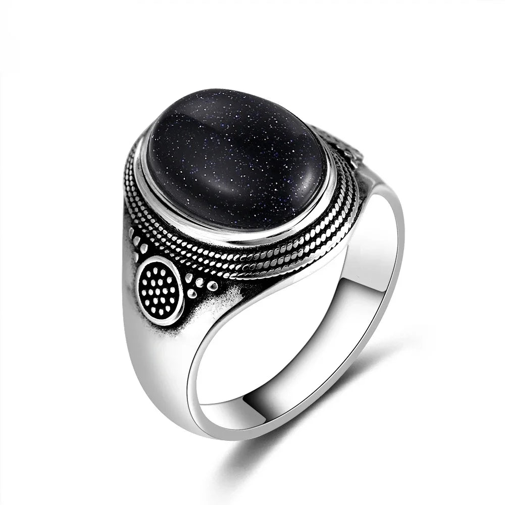Vintage Natural Labradorite Ring for Women Men 10x14MM Oval Large Tiger Eye S925 Silver Plated Rings Boho Jewelry Gift FCGJHW