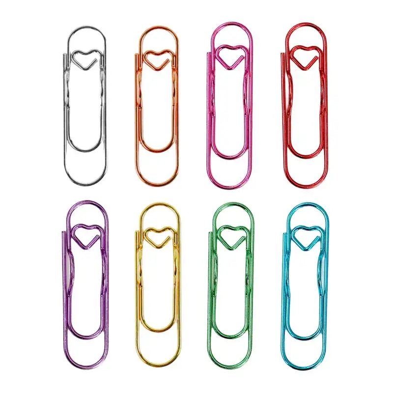 8pcs Love Shaped Paperclips Multifunctional Paper Fix Metal Pen Holder Clip Journal Document Clips Notebook Pin Accessories