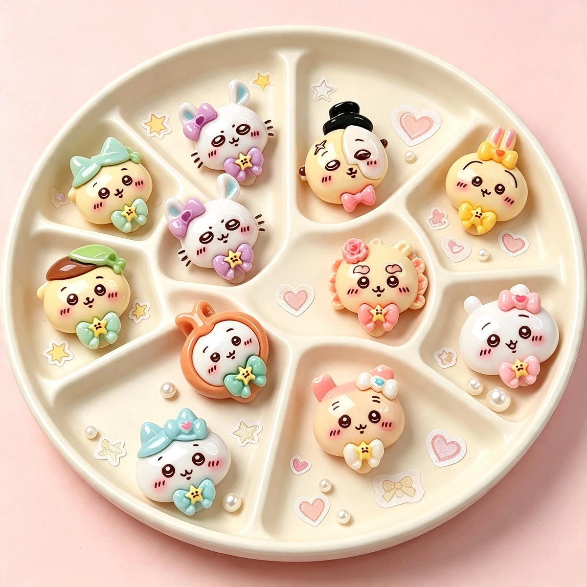 20PCS CHIIKAWA DIY Art Charm 3D Resin Kawaii Handmade Cream Glue Phone Cases Key Rings Shoe Buckles Hair Clips Decor Accessories