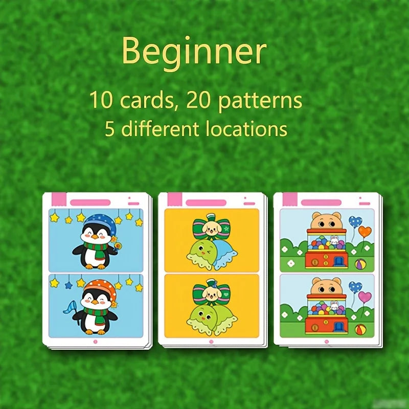 Children's Educational Games, Focus and Observation Training, Spot the Difference, from Hyperactivity to Concentration, Educational Game Cards, Can Be Wiped Off and Reused, Suitable for Holiday Gifts