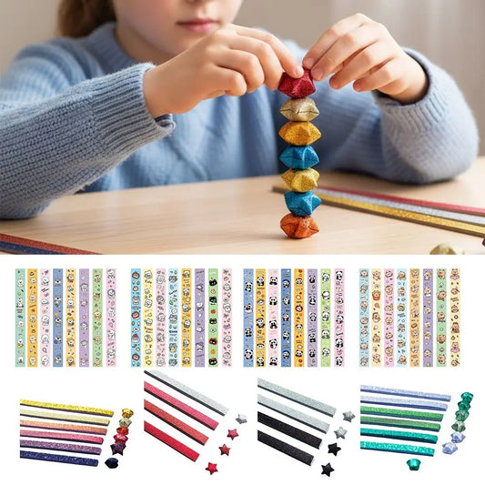 540 Sheets Colorful Star Origami Paper Single Sided Art Craft Star Paper Strip Best Wishes Cartoon Lucky Star Origami Kids Gift