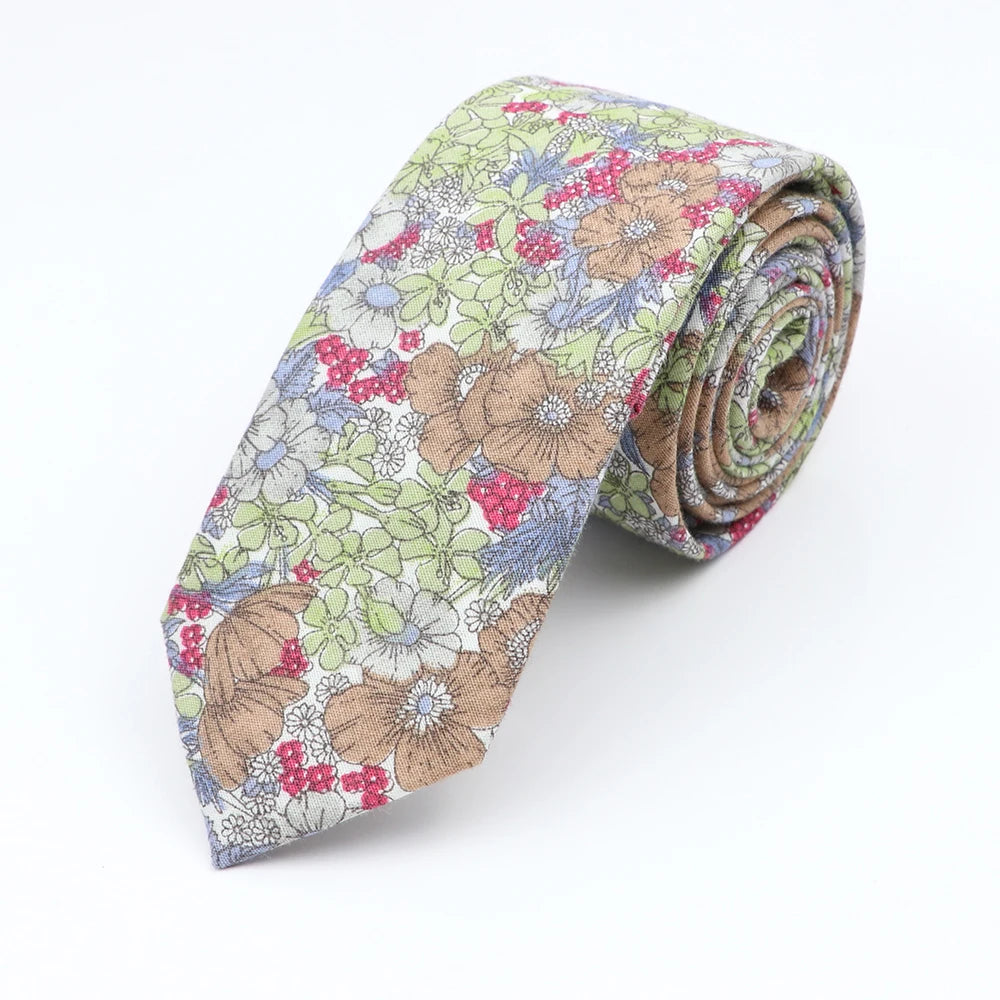 New Floral Elegant Tie For Men Women 100% Cotton Beautiful Flower Paisley Necktie Narrow Skinny Cravat Wedding Casual Corbatas