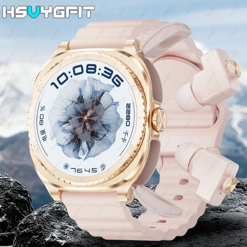 New watch earphones 2-in-1 smartwatch, Health monitoring device, wireless calling, 100+sports mode male and female smartwatches