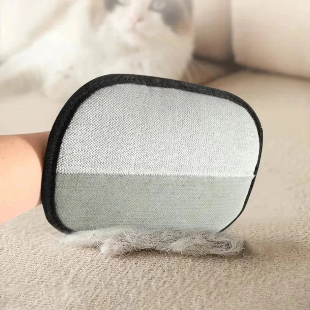 Reusable Double-Sided Pet Hair Removal Glove Anti-Static Grooming Tool for Cats Dogs Soft Brush Mitt for Furniture Carpet Cloth