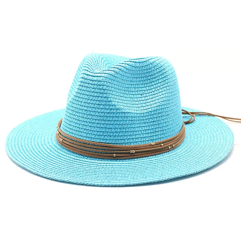 Big Size 60CM New Straw Hat 7cm Brim Summer Cooling Beach Sun Hat Outdoor Party Panama Jazz Hat Sombreros De Mujer