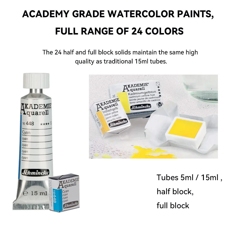 Academy Grade 15ml/0.5oz Tubes Extra Fine Watercolor Paint Good Transparency for Art Painting Students Artists Drawing Supplies