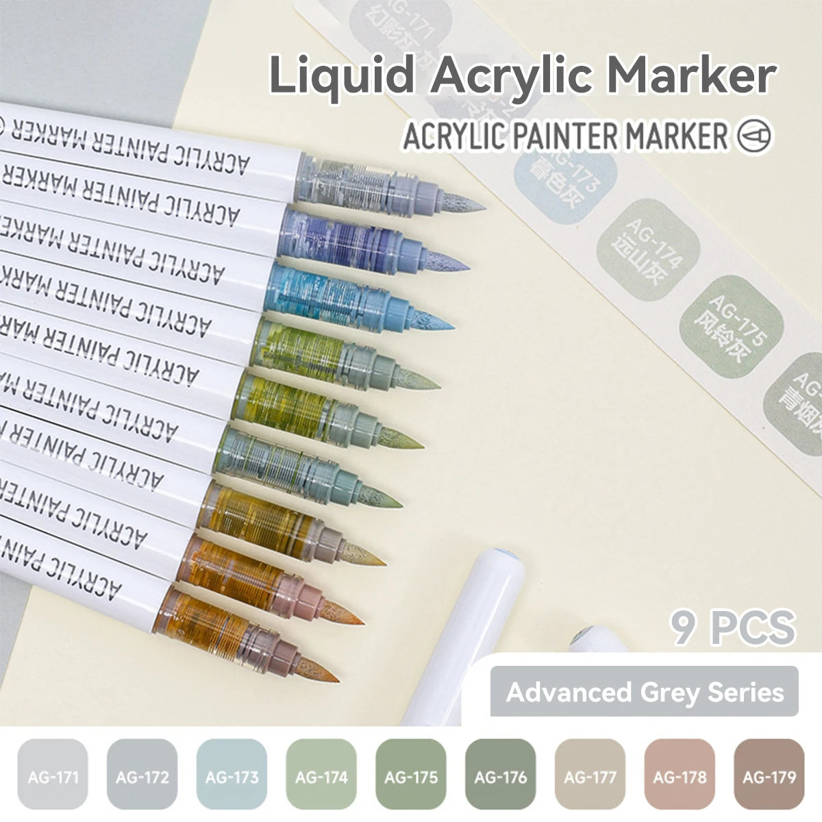 9pcs/Box MIX Color Acrylic Markers Set Kids Gift Art Rock Painting Pens Graffiti For Stone Glass Book Shoes DIY Craft Supplies