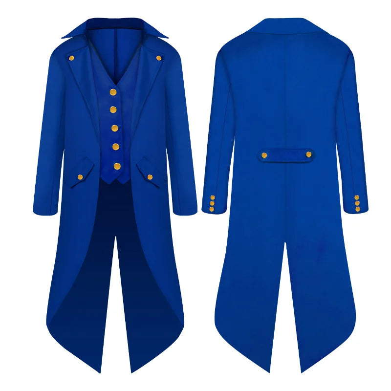Steampunk Gothic Medieval Tailcoat Cosplay Costume, Tailcoat Jacket & Vest Suit for Adults and Kids, Halloween Role Play Outfit