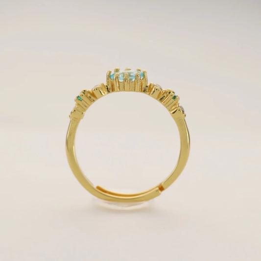 S925 Sterling Silver Ring for Women: Sparkling Art Zircon Inlaid, 18k Gold Plating，Elegant Gift Jewelry
