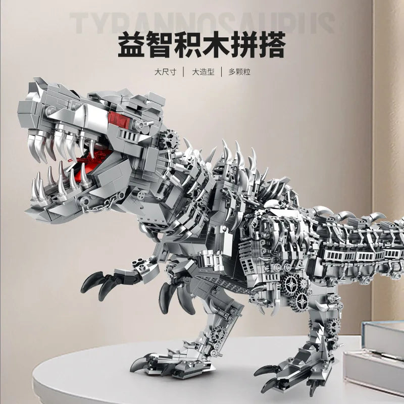 Jurassic World Articulated Mechanical T-Rex Building Blocks, Dinosaur Model Ornament, Kids Toy Gift
