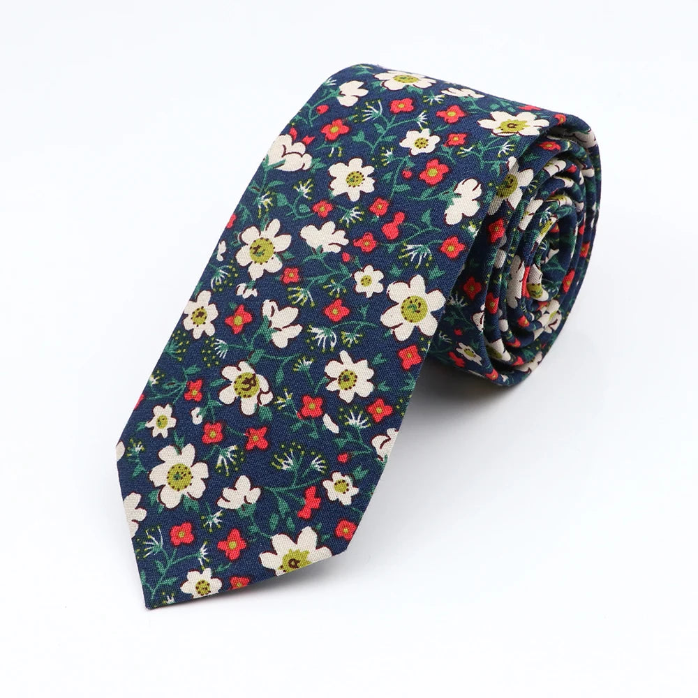 New Floral Elegant Tie For Men Women 100% Cotton Beautiful Flower Paisley Necktie Narrow Skinny Cravat Wedding Casual Corbatas