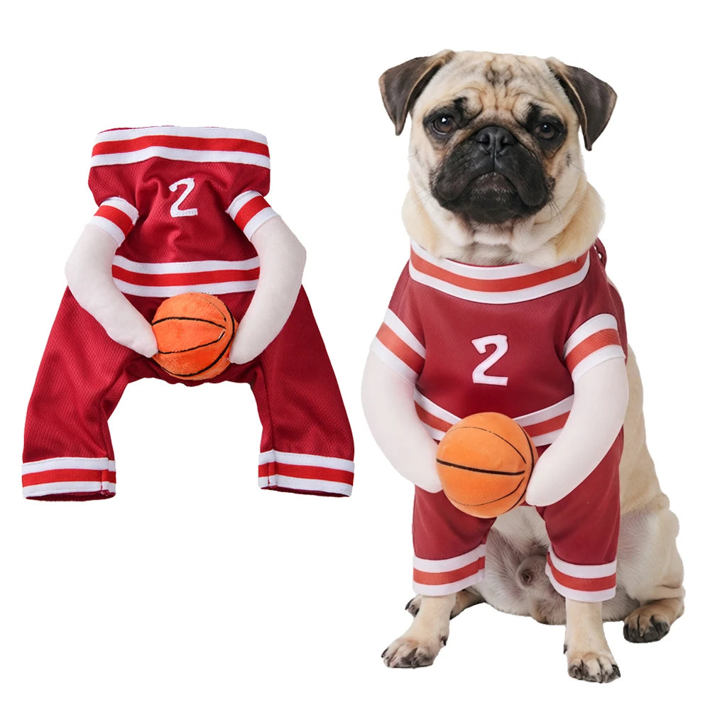 Funny Dog Costume Halloween Pet Basketball Jersey Outfit Dress Up for Chihuahua Golden Retriever Photo Shoots & Festival Gifts