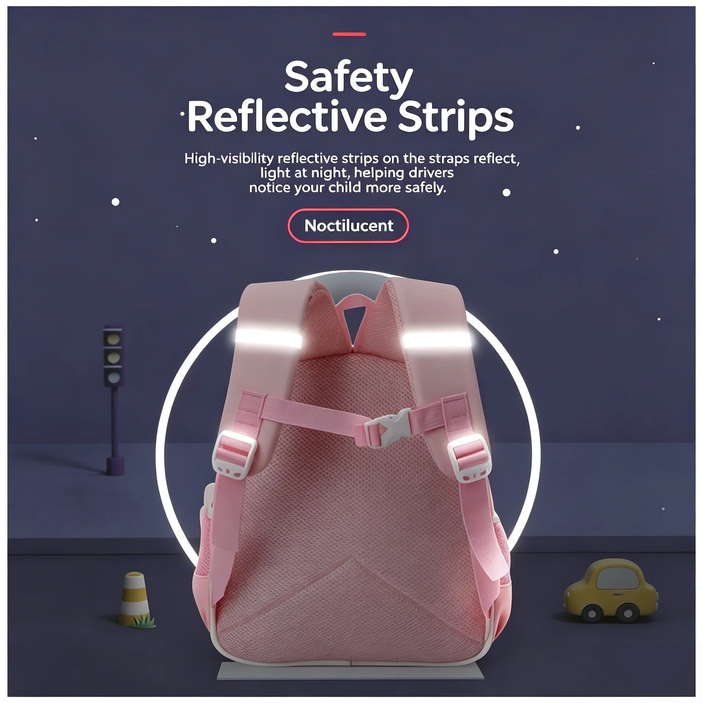 Children’s School Bag Waterproof Hard-Wearing Reflective Safe Shoulder Straps Detachable Breathable Spine-Supporting Rucksack