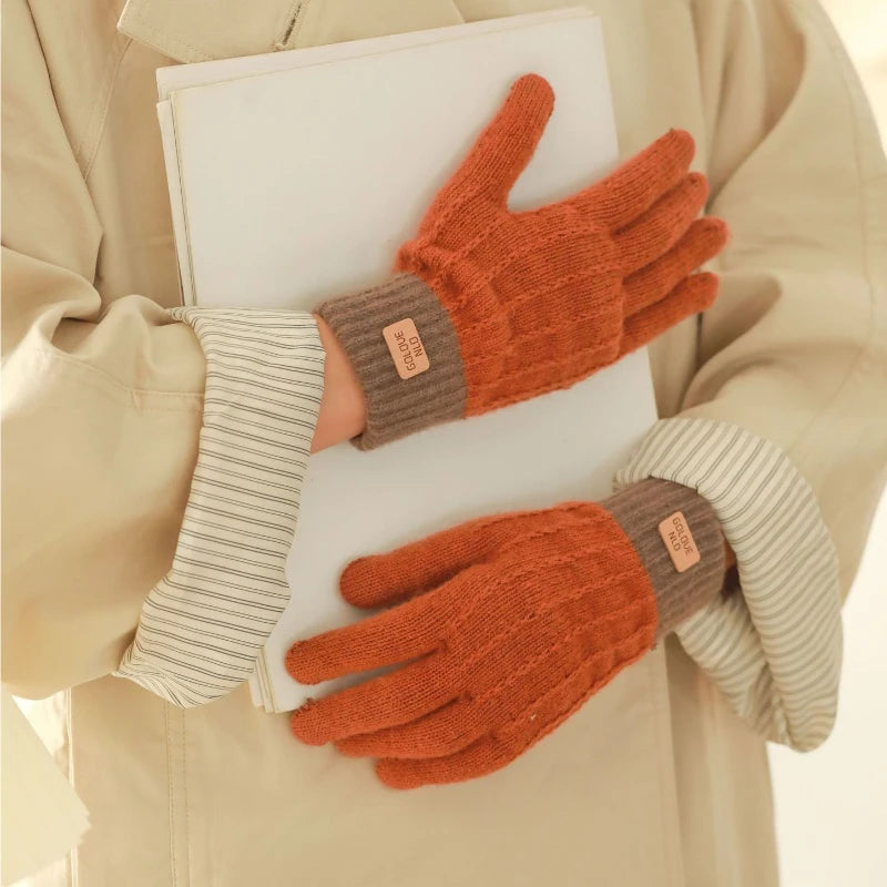 Women Warm Gloves Thick Plush Knitted Gloves Touch Screen Men Women Fashion Autumn Winter Keep Warm Riding Skiing Outdoor Gloves