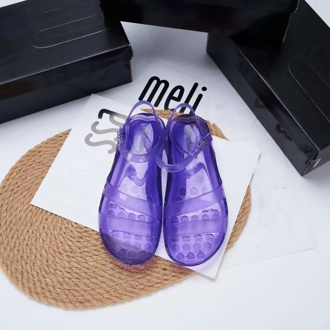 On sale Brand Retro Summer Sandals Nostalgic Jelly Mom Shoes Women Fashion PVC Transparent Ladies Flat Beach Shoes SM161