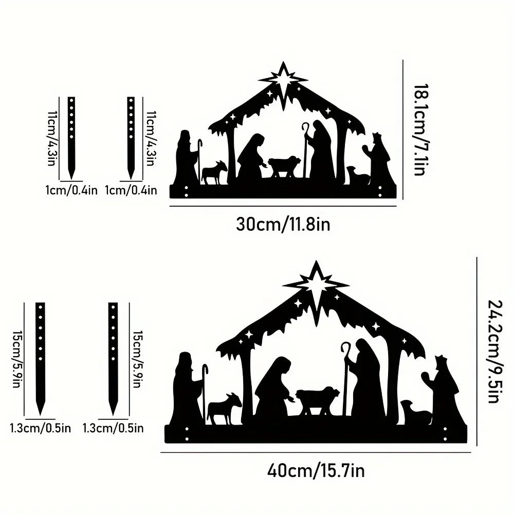 Nativity Metal Projection Ornament – Outdoor Christmas Eve Garden Decoration