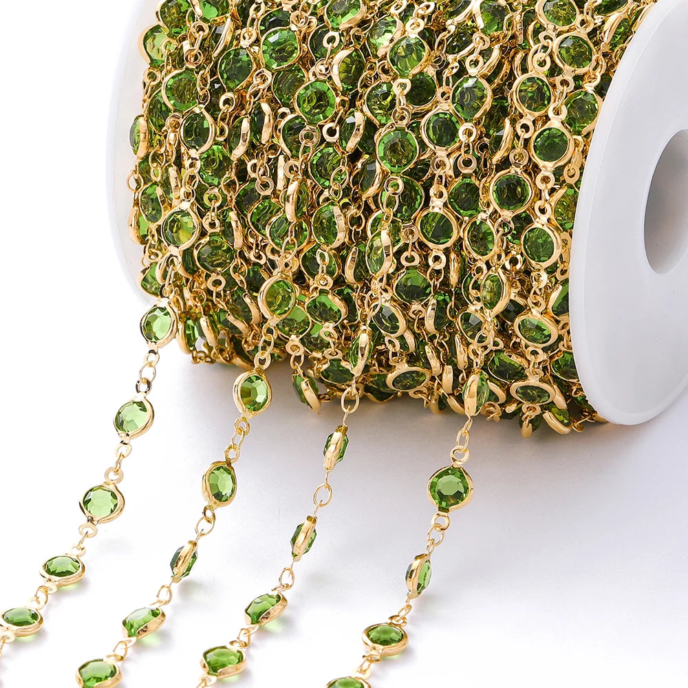 1M Crystal Zircon Stone Chain Colorful Glass Beads Chains For DIY Necklace Bracelet Jewelry Making Supplies Findings
