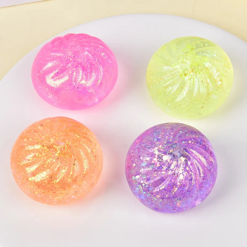 Mini Glitter Dumpling Squishy with Box Dumplings Sensory Squeeze Toy for Stress Relief Random Color