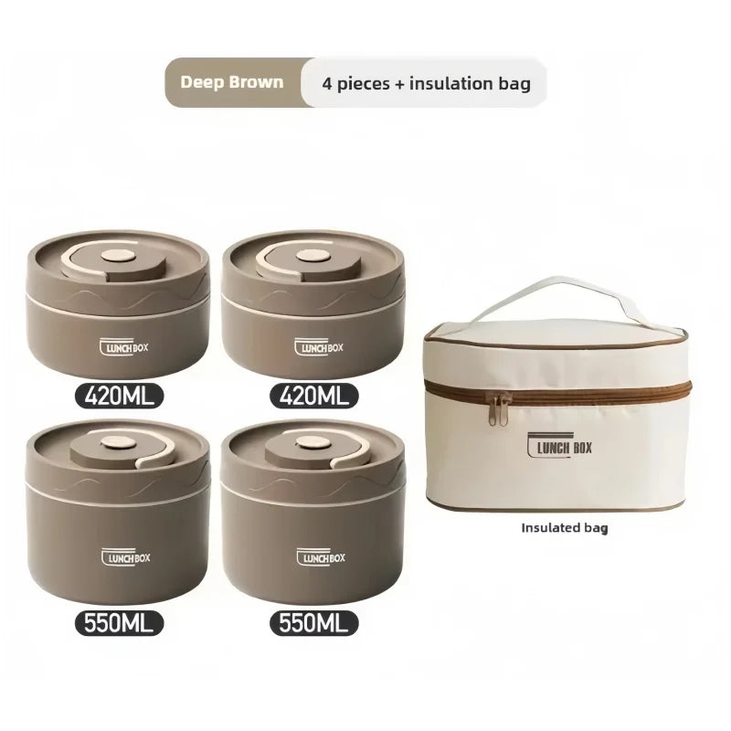 Lunch/Snack Box for Thermal, Stackable 2-Tier stainless steel Insulated Bento Box Set for Adult Kids Men Women
