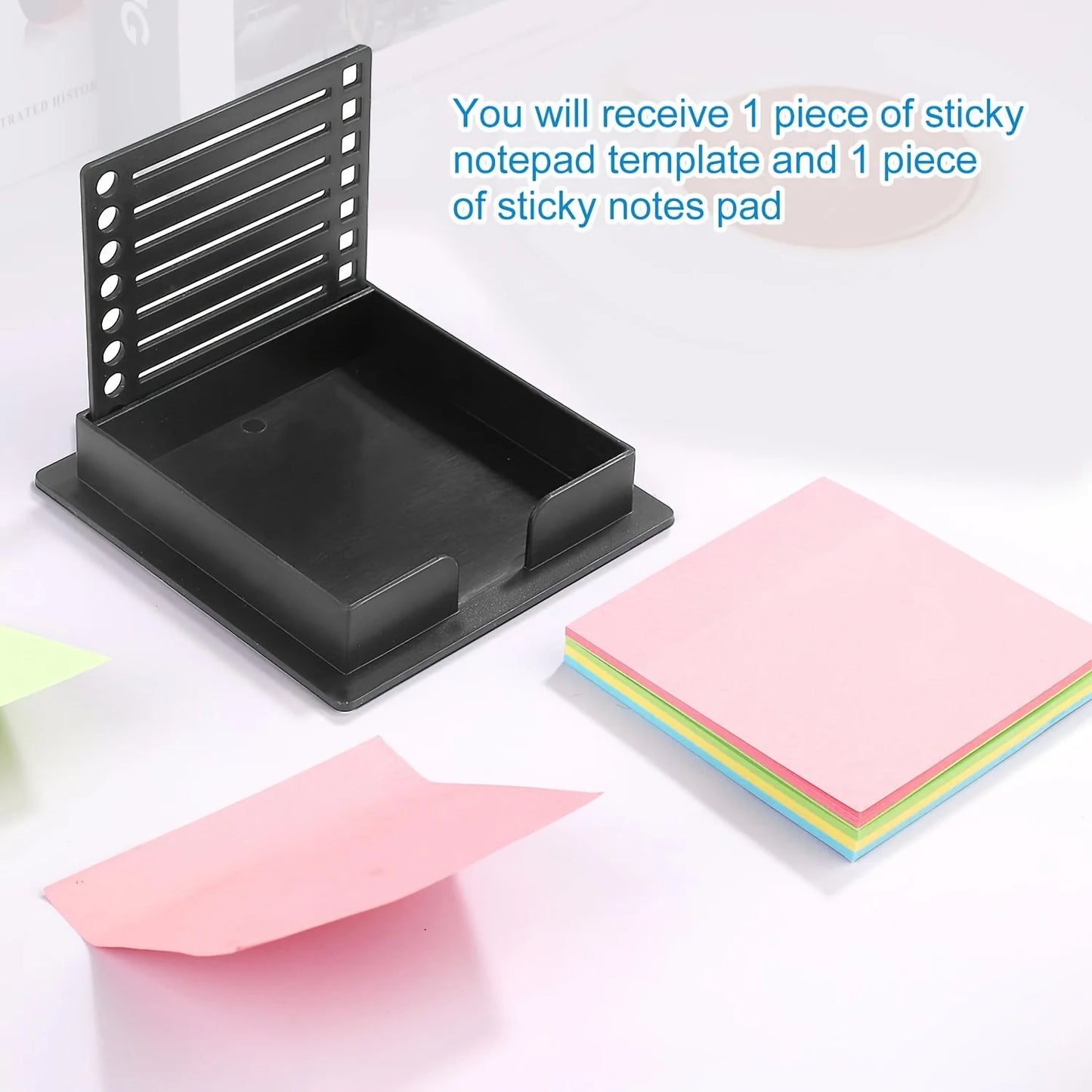 [Sticky Notes Holder] Sticky Notes Holder with Stencil, 1pc Post It Notes Dispenser for Office, Study