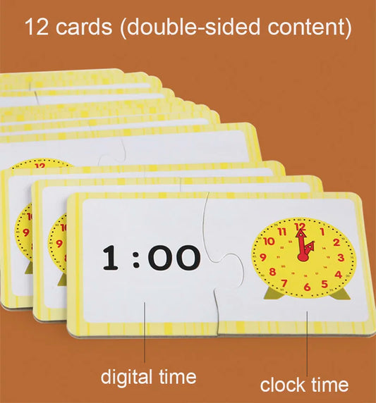 Children Montessori Clock Educational Toys Hour Minute Second Cognition Matching Puzzle Toys Kids Early Preschool Teaching Aid